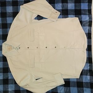 Made in USA.  SD DESIGNS. Premium top level button-up.  Men's size Large.